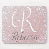 Rose Gold Glitzer Monogram Name Mouse Pad Mousepad (Vorne)