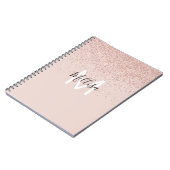 Rose Gold Glitzer Monogram Name Notizblock (Linke Seite)