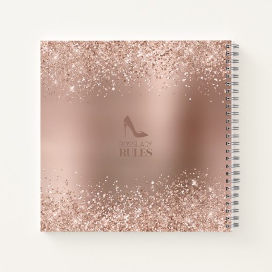 Rose Gold Glitzer Monogram Name Notizblock (Rückseite)