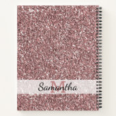 Rose Gold Glitzer Monogram Name Notizblock (Rückseite)