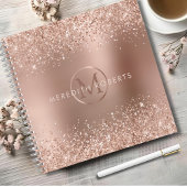 Rose Gold Glitzer Monogram Name Notizblock