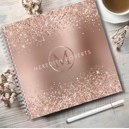 Rose Gold Glitzer Monogram Name Notizblock