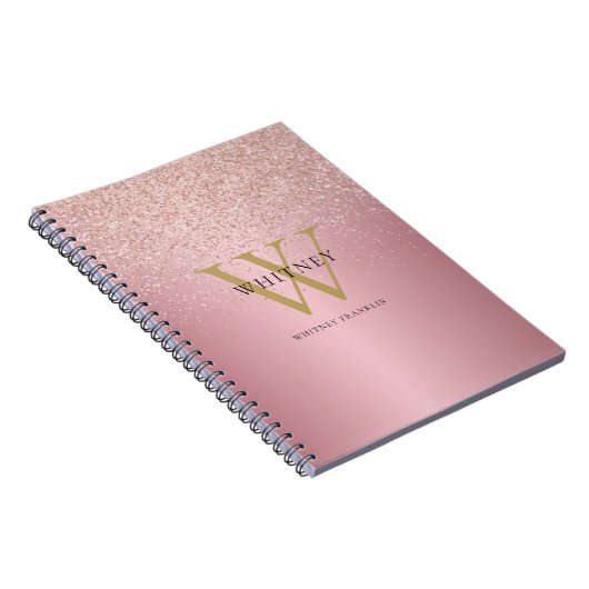 Rose Gold Glitzer Monogram Name Notizblock (Rechte Seite)