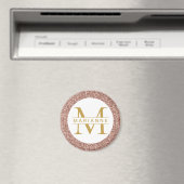 Rose Gold Glitzer Monogram Name Personalisiert Magnet (In Situ (Geschirrspüler))