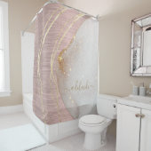 Rose Gold Glitzer Monogram Name Script Metallisch Duschvorhang (Beispiel)