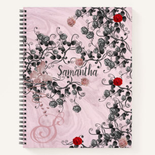 Rose Gold Glitzer Monogram Name Spiralnotebook Notizblock