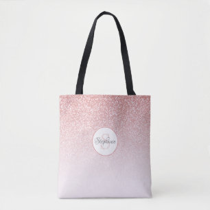 Rose Gold Glitzer Monogram Name Tasche