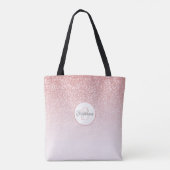 Rose Gold Glitzer Monogram Name Tasche (Rückseite)