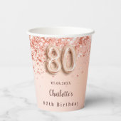 Rose Gold Glitzer Monogram Pappbecher (Rückseite)