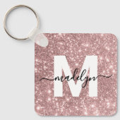 Rose Gold Glitzer Monogram Schlüsselanhänger (Vorderseite)