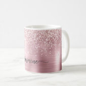 Rose Gold Glitzer Monogram Signature Ombre Metal Kaffeetasse (VorderseiteRechts)