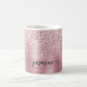 Rose Gold Glitzer Monogram Signature Ombre Metal Kaffeetasse (Mittel)