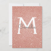 Rose Gold Glitzer Monogram Sparkasse Quinceanera Einladung (Vorderseite)