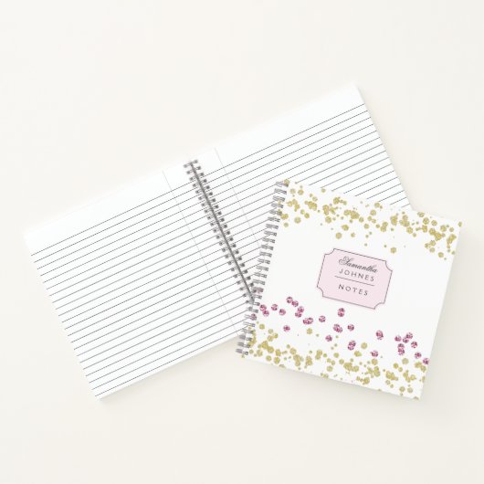 Rose Gold Glitzer Monogram Spiralnotebook Notizblock (Innenseite)