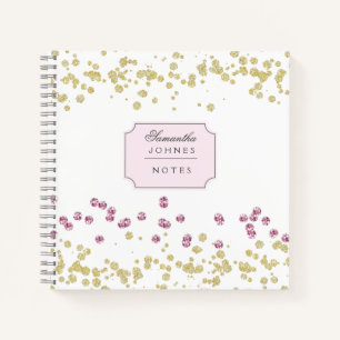 Rose Gold Glitzer Monogram Spiralnotebook Notizblock