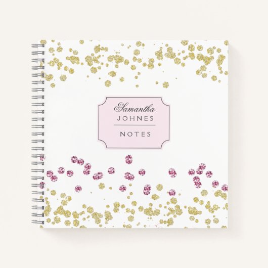 Rose Gold Glitzer Monogram Spiralnotebook Notizblock (Vorderseite)