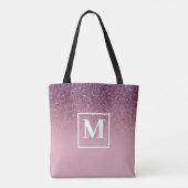 Rose Gold Glitzer Monogram Totbeutel Tasche (Rückseite)