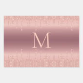 Rose Gold Glitzer Monogram Wrapping Paper Sheets Geschenkpapier Set (Vorderseite 3)