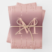 Rose Gold Glitzer Monogram Wrapping Paper Sheets Geschenkpapier Set (Beispiel)