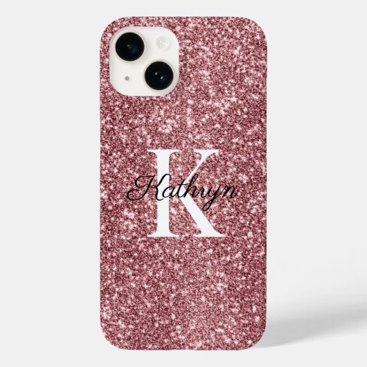 Rose Gold Glitzer Monogramm Anfangsname Case-Mate iPhone Hülle (Rückseite)