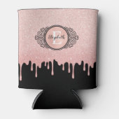 Rose Gold Glitzer Monogramm Dosenkühler (Vorderseite)