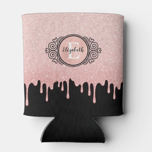 Rose Gold Glitzer Monogramm Dosenkühler (Rückseite)