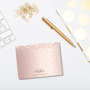 Rose Gold Glitzer Monogramm Initialen Post-it Klebezettel
