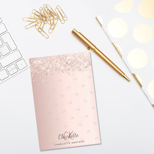 Rose Gold Glitzer Monogramm Initialen Post-it Klebezettel