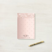 Rose Gold Glitzer Monogramm Initialen Post-it Klebezettel (Auf Schreibtisch)