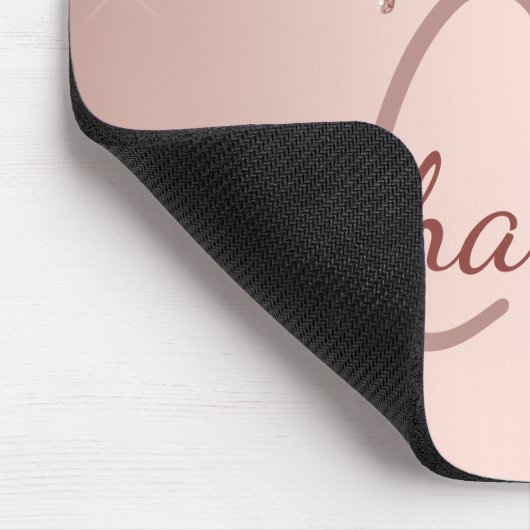 Rose Gold Glitzer Monogramm Initialen rosa Luxus Mousepad (Ecke)