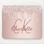 Rose Gold Glitzer Monogramm Initialen rosa Luxus Mousepad (Vorne)