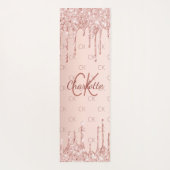 Rose Gold Glitzer Monogramm Initialen rosa Yogamatte (Rückseite)