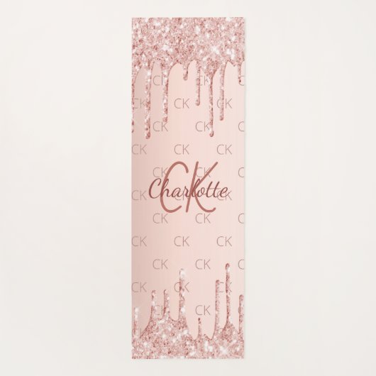 Rose Gold Glitzer Monogramm Initialen rosa Yogamatte (Rückseite)