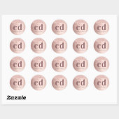 Rose Gold Glitzer Monogramm Initialen Runder Aufkleber (Blatt)