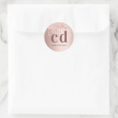Rose Gold Glitzer Monogramm Initialen Runder Aufkleber (Tasche)
