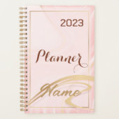 Rose Gold Glitzer Monogramm Name 2023 Planer (Vorderseite)