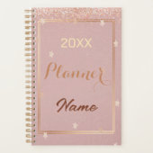 Rose Gold Glitzer Monogramm Name 20XX Planer (Vorderseite)