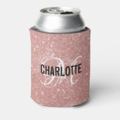 Rose Gold Glitzer Monogramm Name Dosenkühler (Kanne Rückseite)