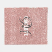 Rose Gold Glitzer Monogramm Name Fleece Decke (Vorderseite (Horizontal))
