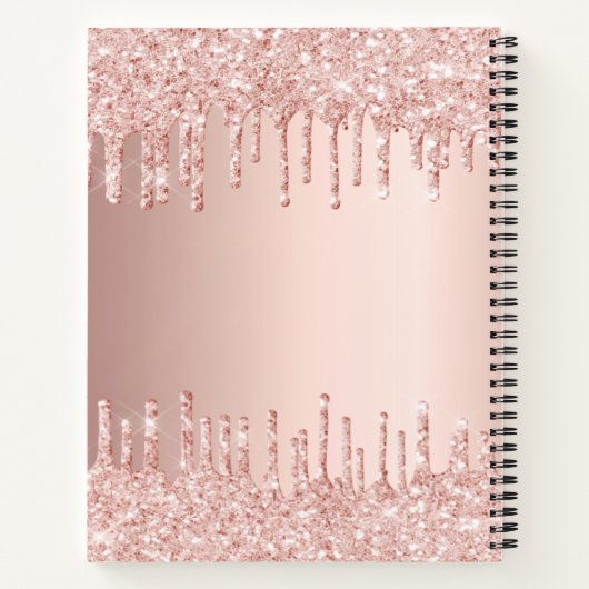 Rose Gold Glitzer Monogramm Name Luxus Notizblock (Rückseite)