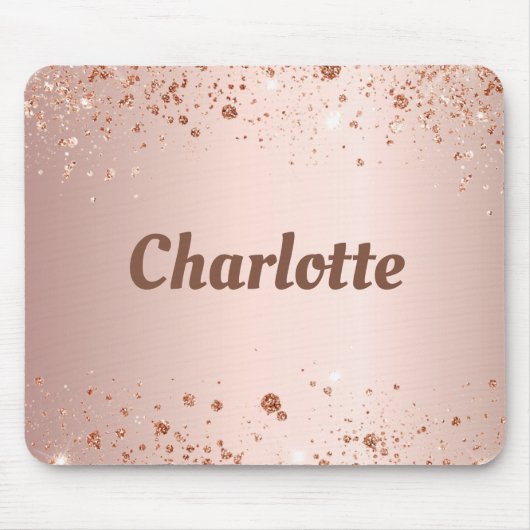 Rose Gold Glitzer Monogramm Name Mousepad (Vorne)