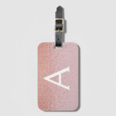 Rose Gold Glitzer Monogramm Name und Anfangsbuchst Gepäckanhänger (Vorderseite Vertikal)