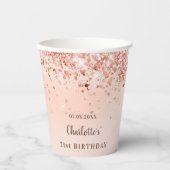 Rose Gold Glitzer Monogramm Pappbecher (Vorderseite)