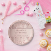 Rose Gold Glitzer Monogramm Pappteller (Party)