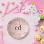 Rose Gold Glitzer Monogramm Pappteller (Party)