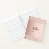 Rose Gold Glitzer Monogramm-Skript Notizblock (Innenseite)