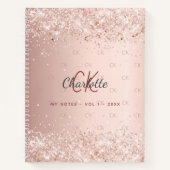 Rose Gold Glitzer Monogramm-Skript Notizblock (Vorderseite)