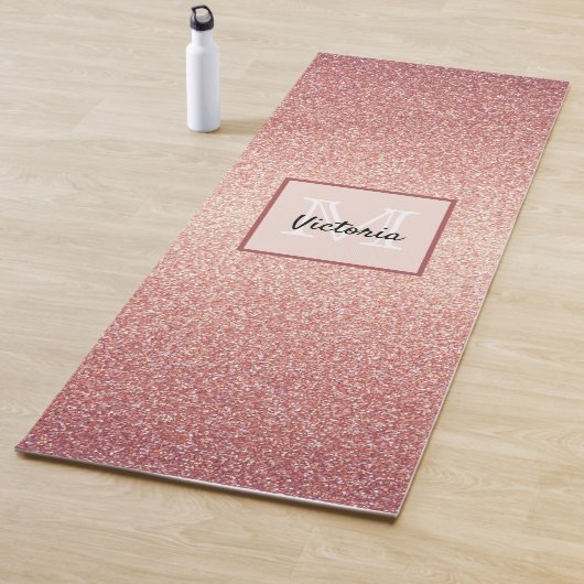 Rose Gold Glitzer Monogramm Yogamatte (Beispiel)