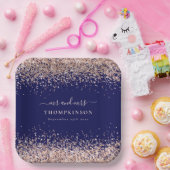 Rose Gold Glitzer Mrs. Navy Blush Wedding Pappteller (Party)