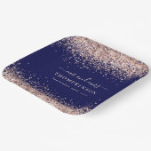 Rose Gold Glitzer Mrs. Navy Blush Wedding Pappteller (Gewinkelt)